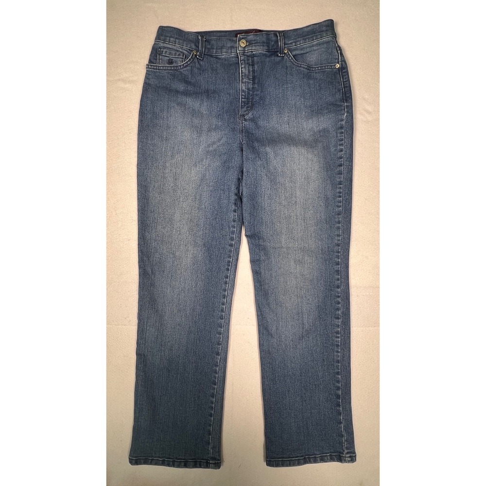 Gloria Vanderbilt Amanda High Rise Straight Leg Jeans Medium Wash Blue Size 14